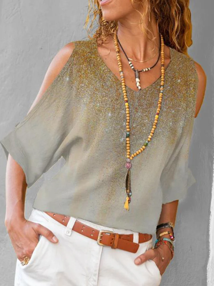 

Spring Summer New Fashion Print Pullover Women Sexy Off Shoulder Half Sleeve Blouse Shirt 2022 Ladies Casual Loose Elegant Tops