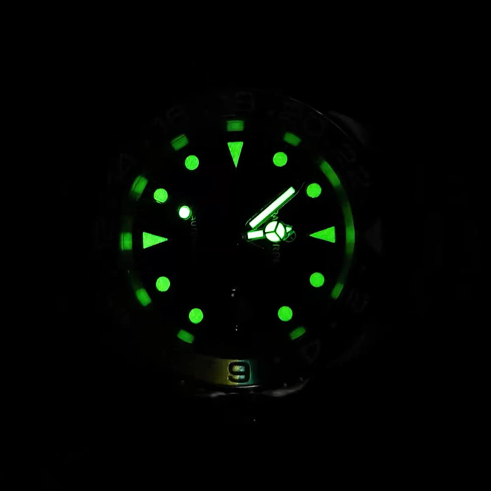 PARNASREE Yachting Leisure 40mm Automatic Mechanical Men's Watch Miyota Caliber 8215 Diving Super Bright Green Luminous Dial enlarge