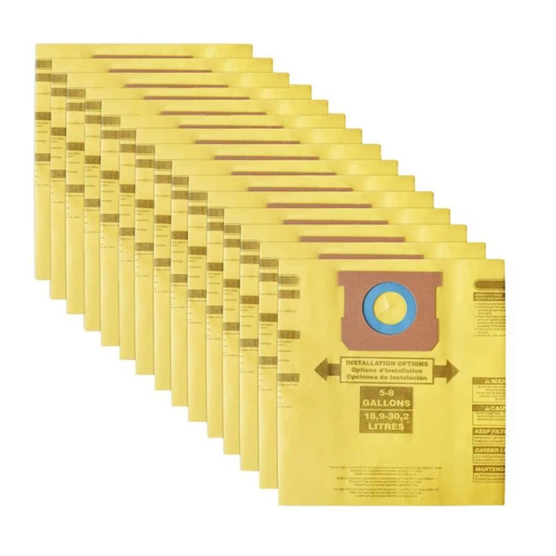 

15 Pcs H-Type Replacement Vacuum Filter Bags For Shop Vac 5-8 Gallon Vacuum Cleaners, Replacement Parts 90671,9067100
