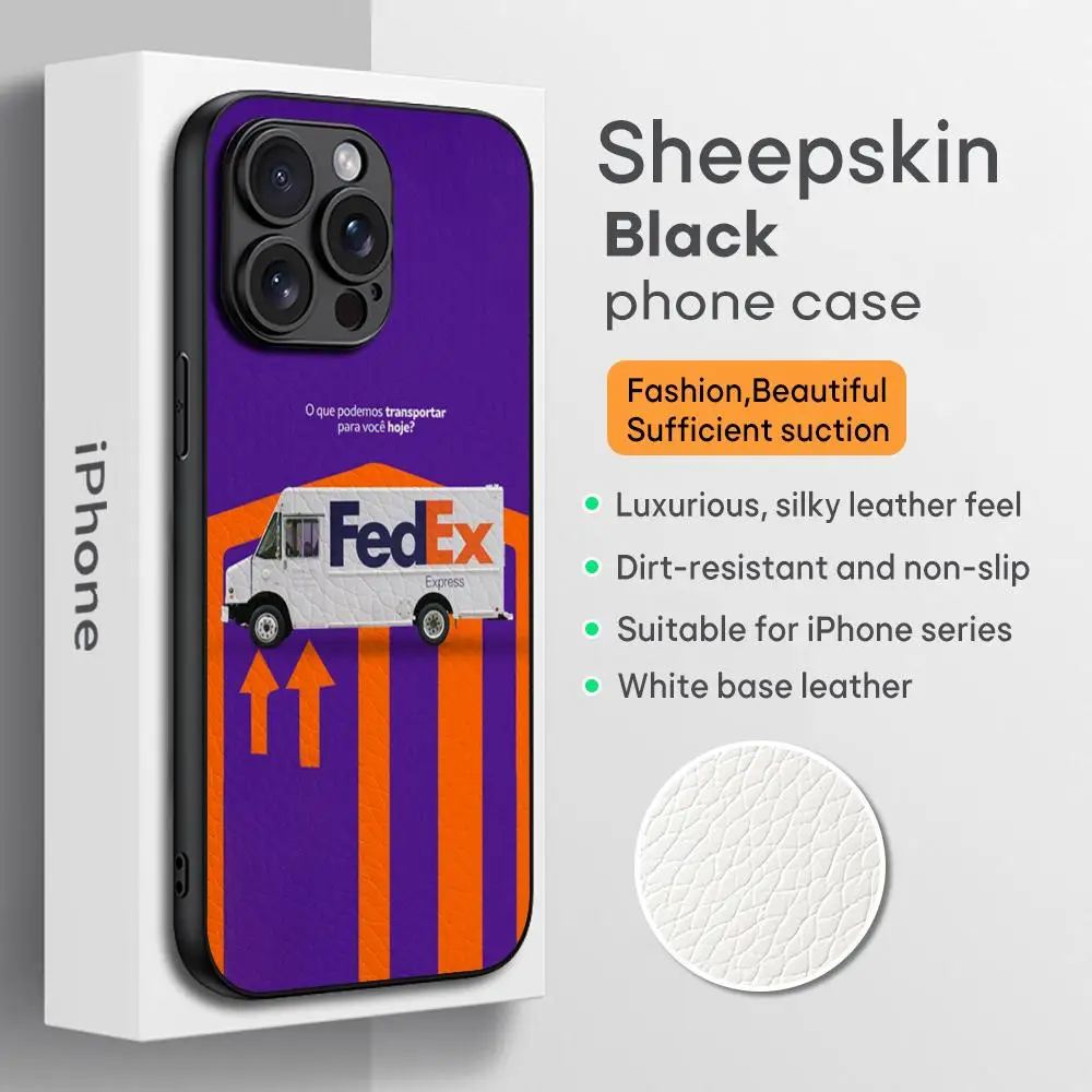 Фото Fedexs express модный дизайн чехол для телефона для iPhone 16, 15, 14, 13, 12, 11 Plus Pro Max, ограниченная серия, черный жесткий чехол из овчины №1