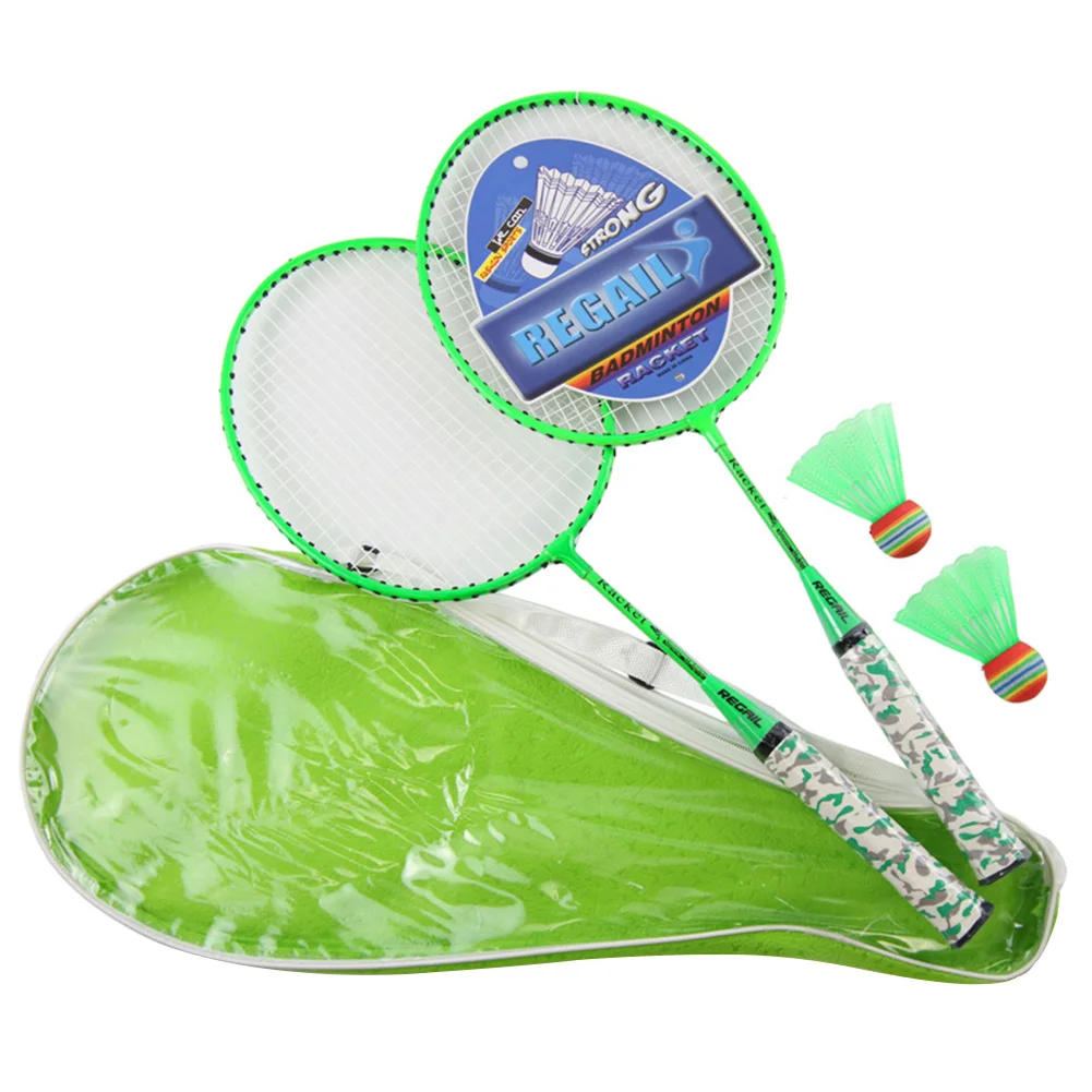 

Iron Alloy Beach Workout Outdoor Sport Anti Slip Handle Badminton Set Rackets For Children Indoor Playground With Balls Portable