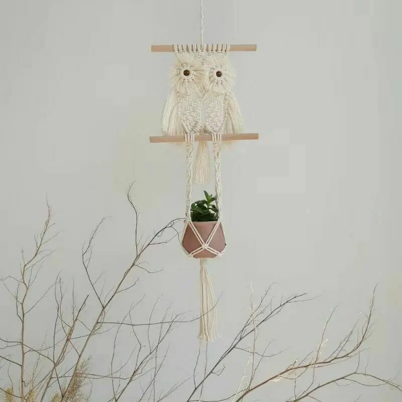 Скандинавский стиль DIY Совы хлопок макраме настенная Подвеска для украшения дома