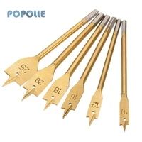 6pcsset 10 25mm woodworking three point flat bit drill titanium plated hexagonal shank drill bit woodworking opening tool
