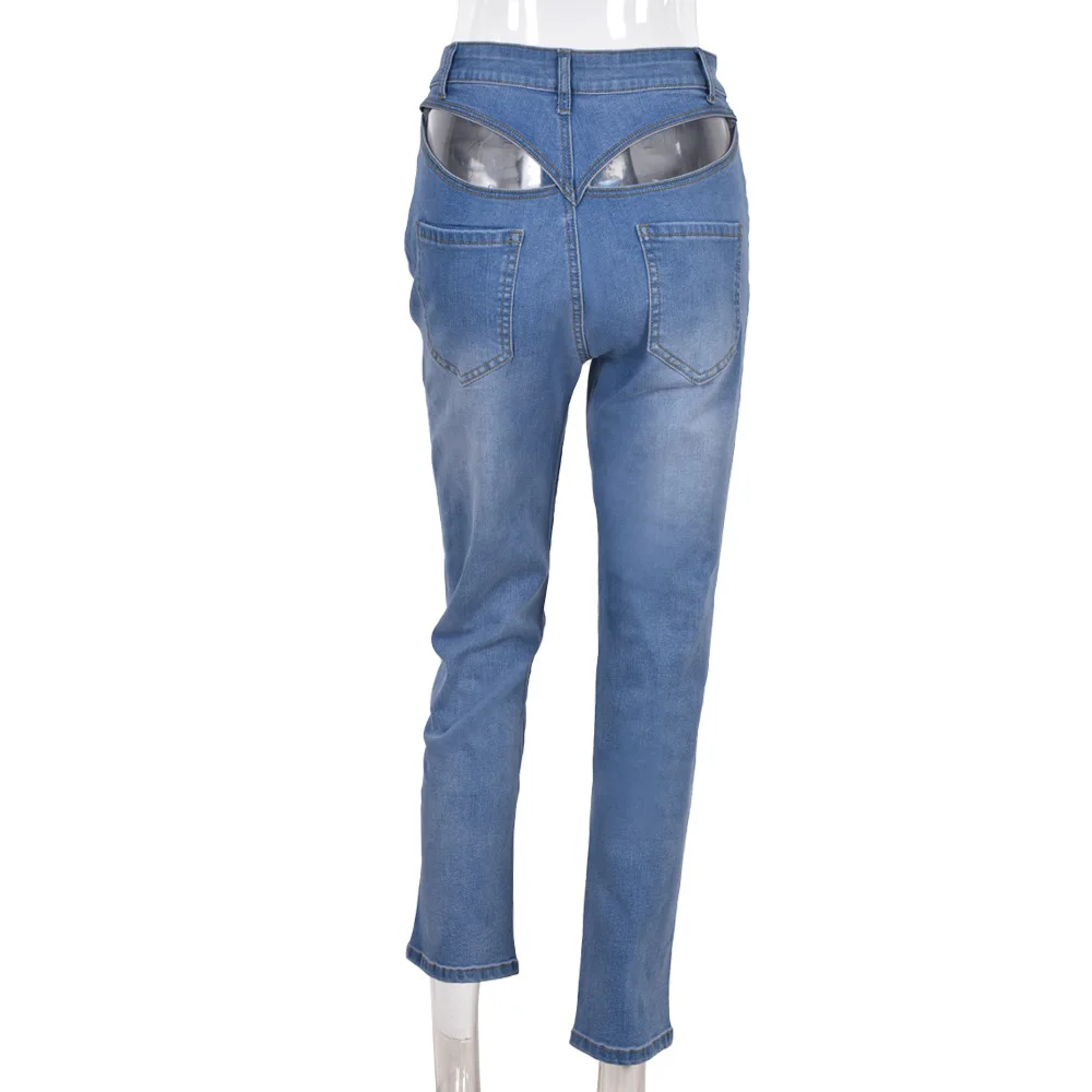 Sexy Cut Out Tight Zipper Pencil Jeans Denim Streetwear Baddie Clothes Women Hight Waist Pants Retro Skinny Long Trousers 2022