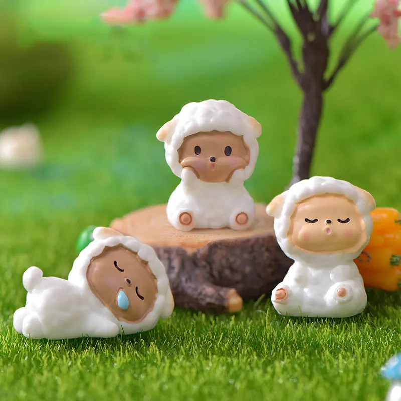 

Miniature Cute Little Lamb Resin Ornament Micro Landscape Crafts Desk Accessories For Home Decor Gardening DIY Decorations