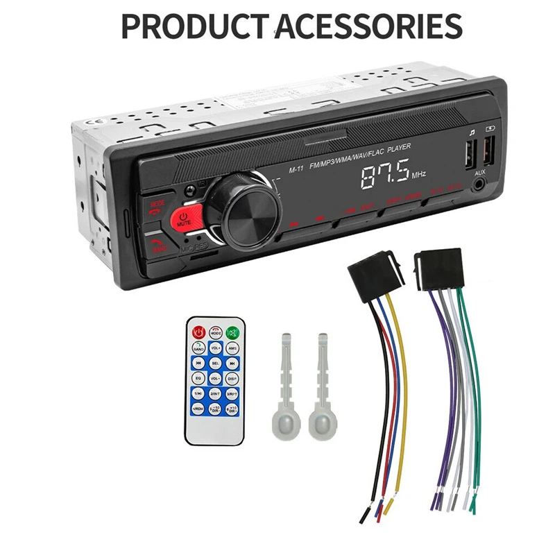

1 Din Car Radio Tape Recorder 5301 Bluetooth MP3 Player FM Audio Stereo Receiver Music USB/SD In Dash AUX Input