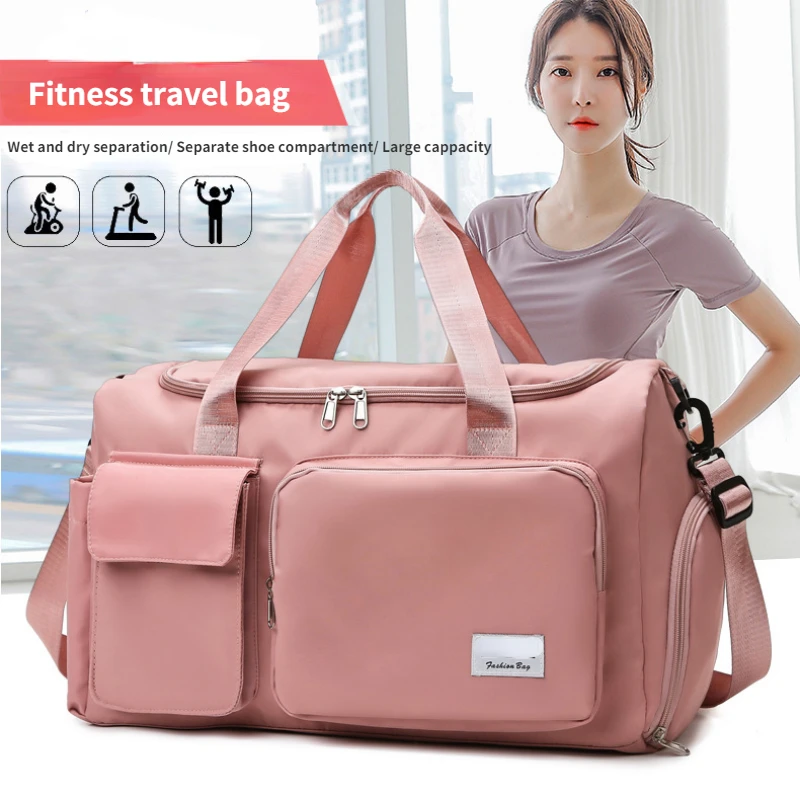 Outdoor Travel Bag Luggage Handbag Women Men Shoulder Large Waterproof Nylon Sports Gym Crossbody Bag with Shoes Compartment