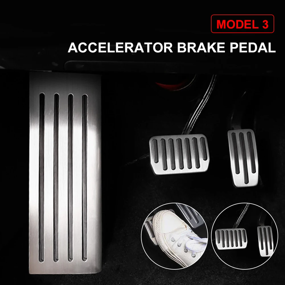 

New Anti Slip Foot Pedal Pads Aluminum Alloy Accelerator Brake Pedal Cover Dead Pedal Foot Rest For Tesla Model 3 Y 2021