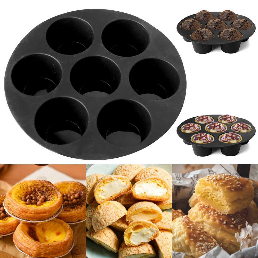 

7 Holes Airfryer Silicone Pot Muffin Cake Cup Mold Baking Pan for Pastry Air Fryer Microwave Oven Baking Tray Kitchen Accessorie