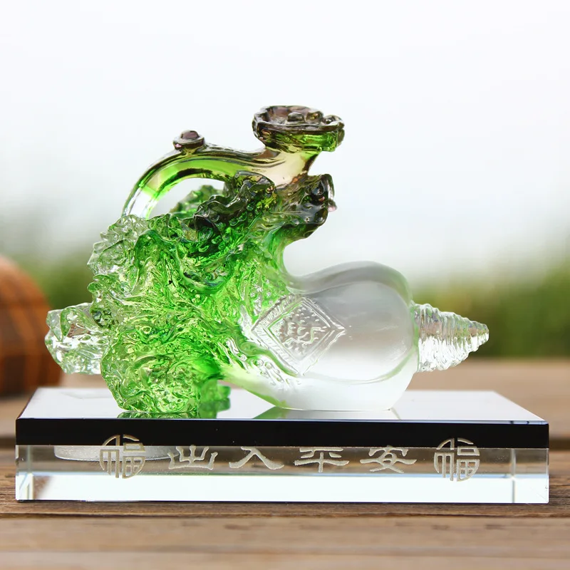 Изумрудная капуста нефрит Ruyi древние цветные глазурованные украшения подарок