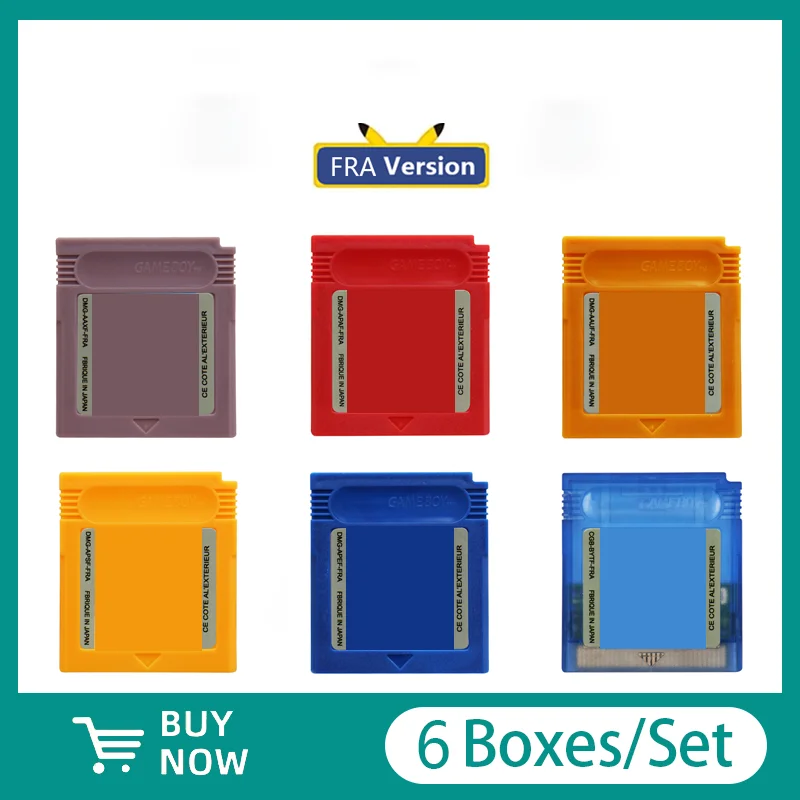 

Poke GBC Series 6 Boxes/Set 16 Bit GBC Retro Game Cassette Classic for Video Game Cartridge Console Gift French Version