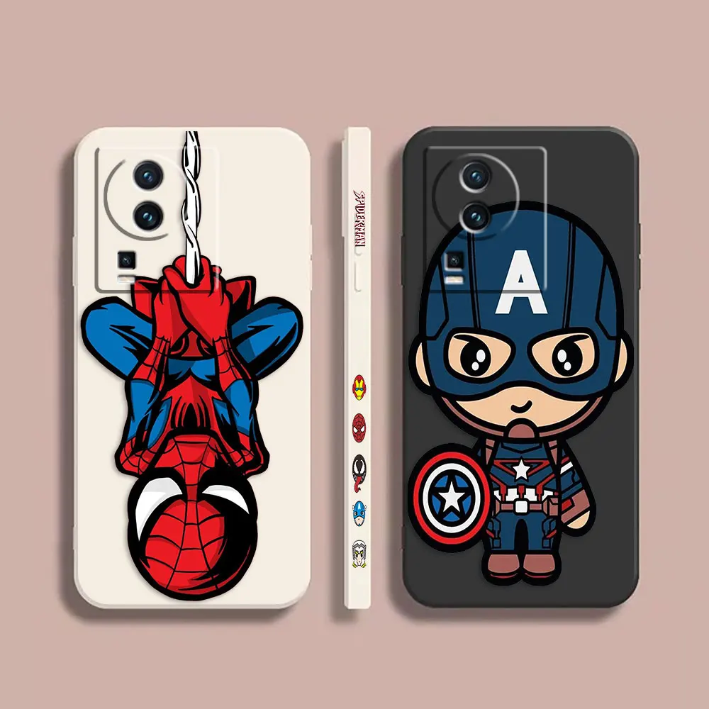 

Case For VIVO IQOO 5 7 8 9 10 11 Pro 5G Z3 Z5 Z6 Z7 NEO3 5 5S 6 7 Colour Simple Liquid Silicone Case Spiderman Captain America