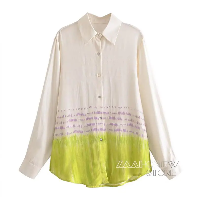 

ZAAHONEW 2022 Spring and Autumn Women Fashion Casual Tie Dye Shirt Tops Female Loose Simple High Quality Office Blouse