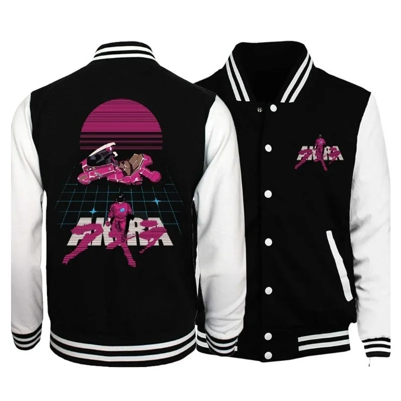 

Hot Japan Anime Cartoon Synthwave Akira Baseball Uniform Jacket Sport Coat Unisex Men and Women Varsity Jacket Black Tops