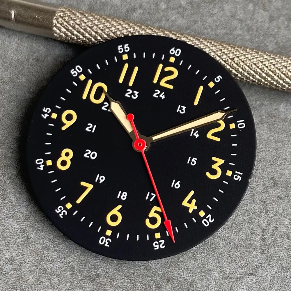 Стерильные 29 мм бежевые кремовые/черные циферблаты зеленый люм желтые маркеры