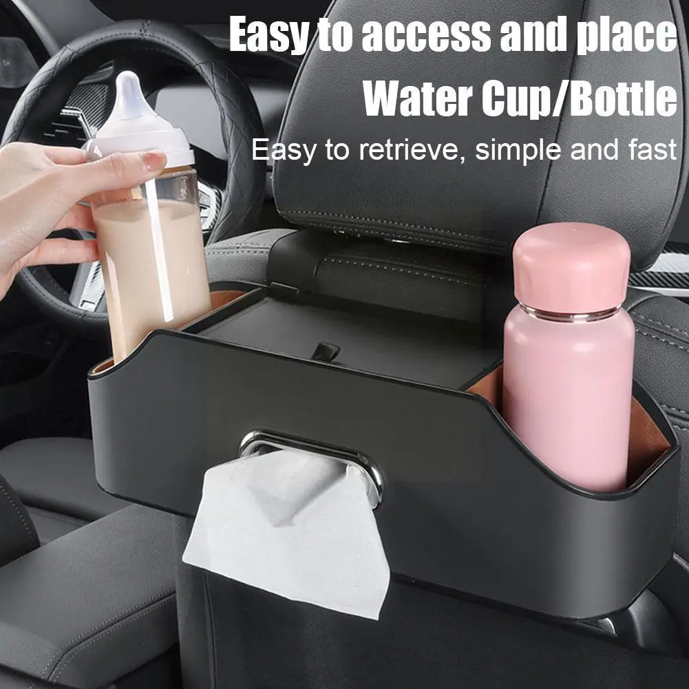 

Universal Leather Car Back Seat Tissue Box Cup Holder Storage Interior Large Multifunctional Accessories Capacity Box Auto K9C9