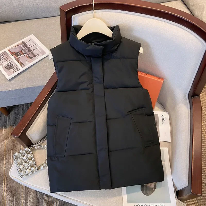 2024 зимний пуховый хлопковый жилет с воротником-стойкой цвета хаки хлопковая