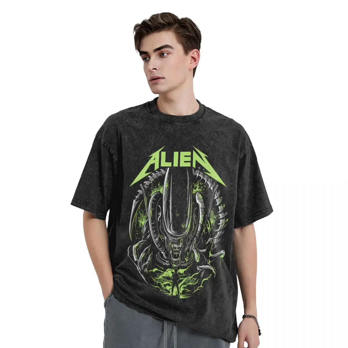 Футболка Xenomorph Essential Alien МужскаяЖенская, уютная промытая Футболка с принтом горячего тиснения, хлопковая рубашка в стиле Харадзюку, летняя футболка с коротким рукавом (art.: 3920c8a5dea5e) - 3920c8a5dea5e