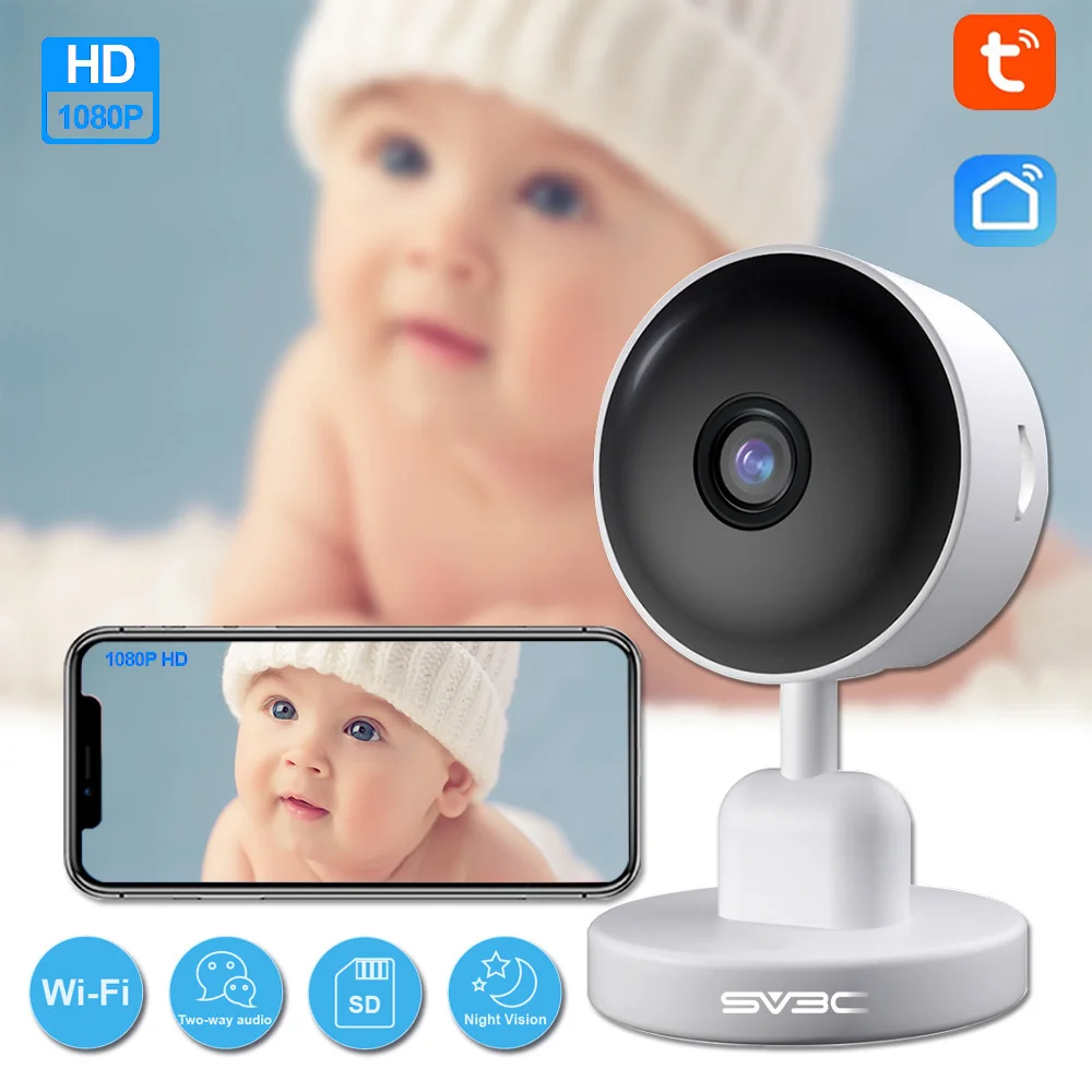 1080P Indoor Wifi Tuya Camera Baby Monitor Smart Life Home Security Wireless Mini Camera IP CCTV Two Way Audio AI Detect