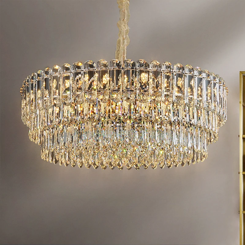 

2023 New Postmodern High-End Light Luxury Crystal Chandelier Simple Atmosphere Living Room Main Lamp Dining Room Bedroom Lamps