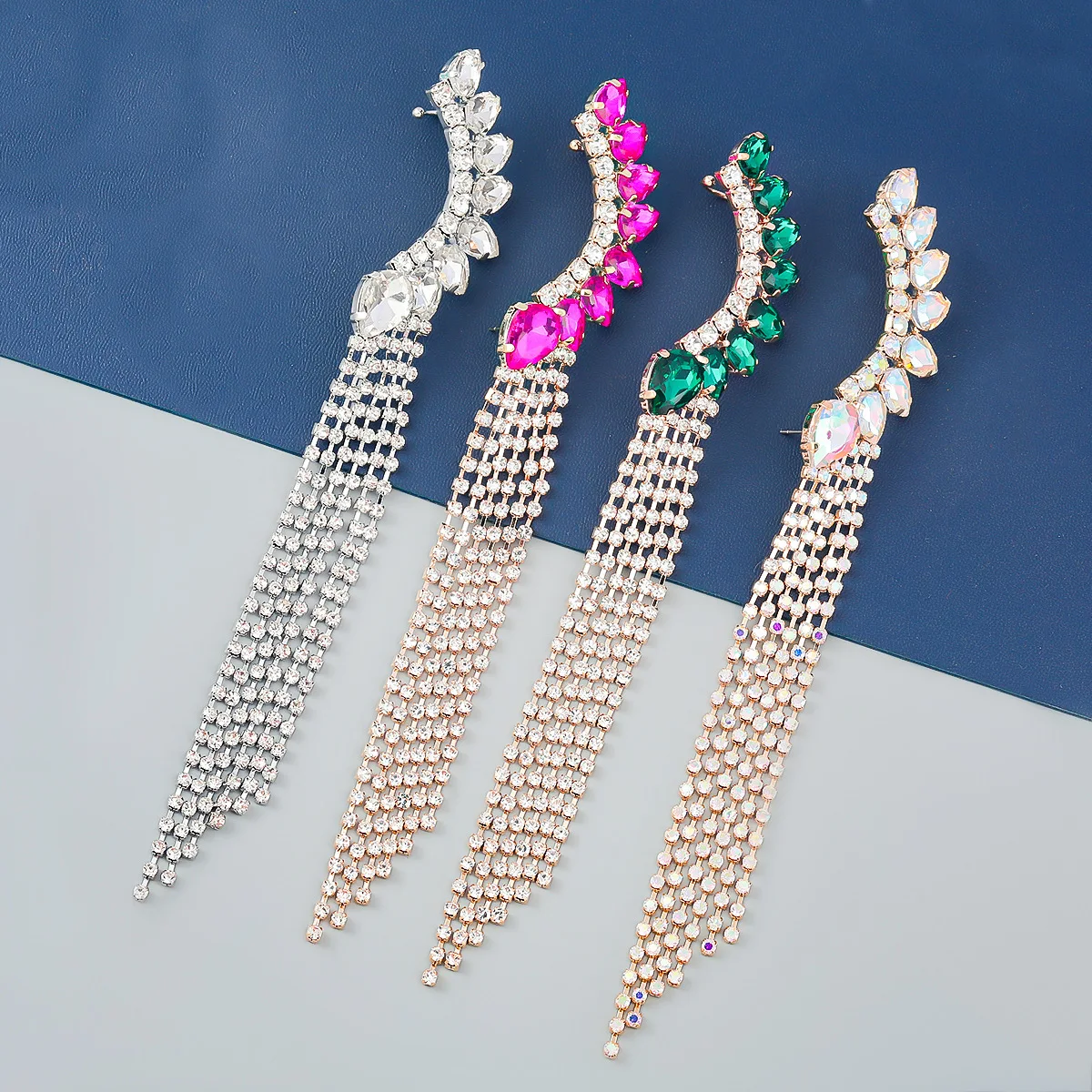 

Fashion Earrings For Woman Diamond Long Tassel Colorful With Crystal Pendientes Para Mujer De Boda New Design Nuevo Bonito Guapa