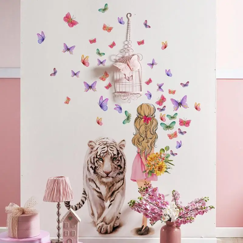 

Easter Window Stickers | Easter Tiger Girl Flower Printed Window Clings | Waterproof PVC Self Adhesive Wall Decals for Glass Til