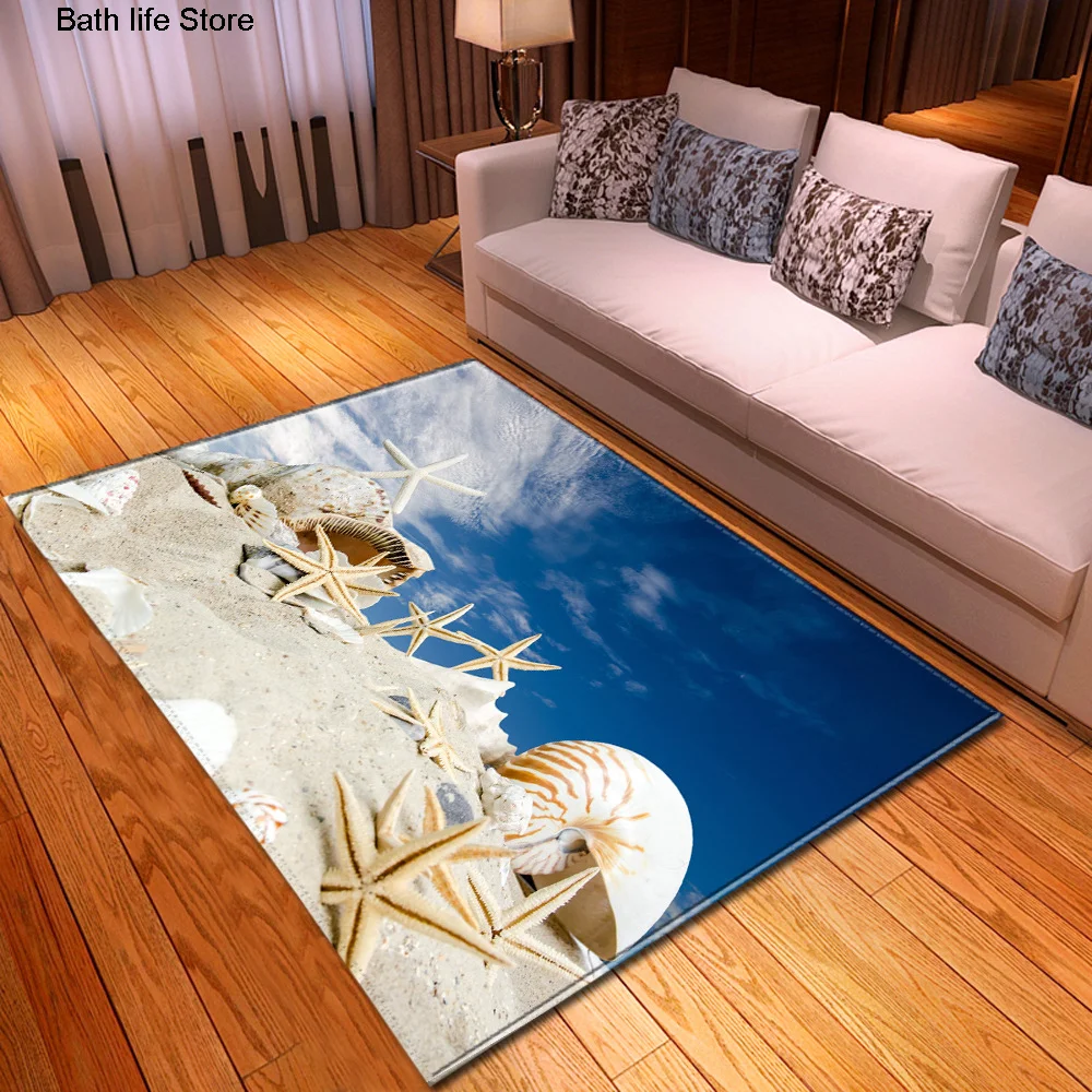 

Beach Shells Summer Carpet Rug For Living Room Anti Slip Floor Mat Kitchen Soft Thicken Bedroom Bathroom Carpet Mat Doormat