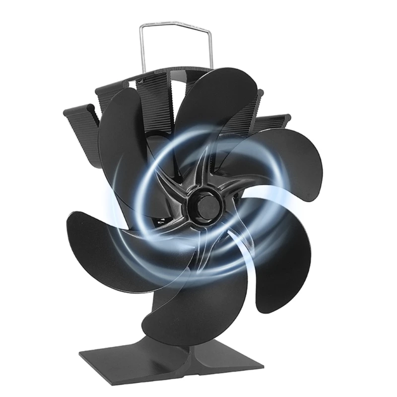 

Wood Stove Fan Heat Powered 6 Blades Silent Wood Burning Stove Fans Fireplace Fan Non Electricity Required Save Energy B03D