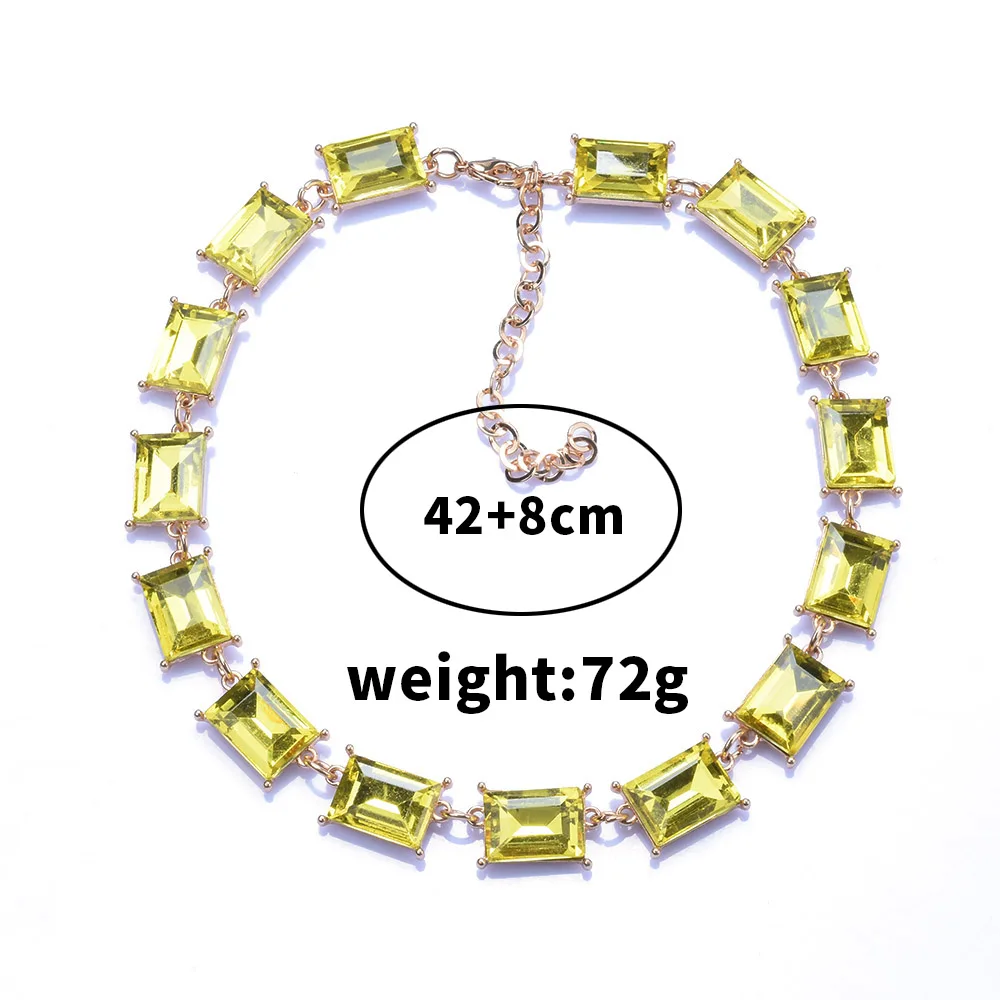 Новинка 2024 ZA квадратное овальное стеклянное ожерелье с кристаллами браслеты
