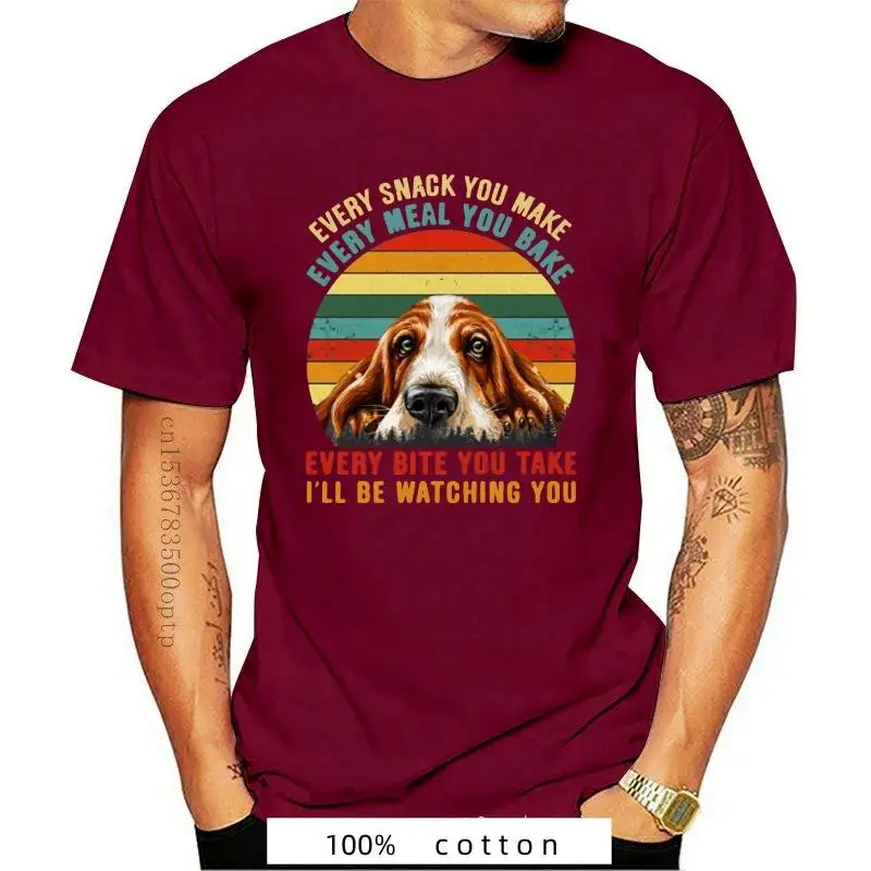 

New Vintage Every Snack You Make Every Meal You Bake I'll Be Watching You Funny Basset Hound T-Shirt