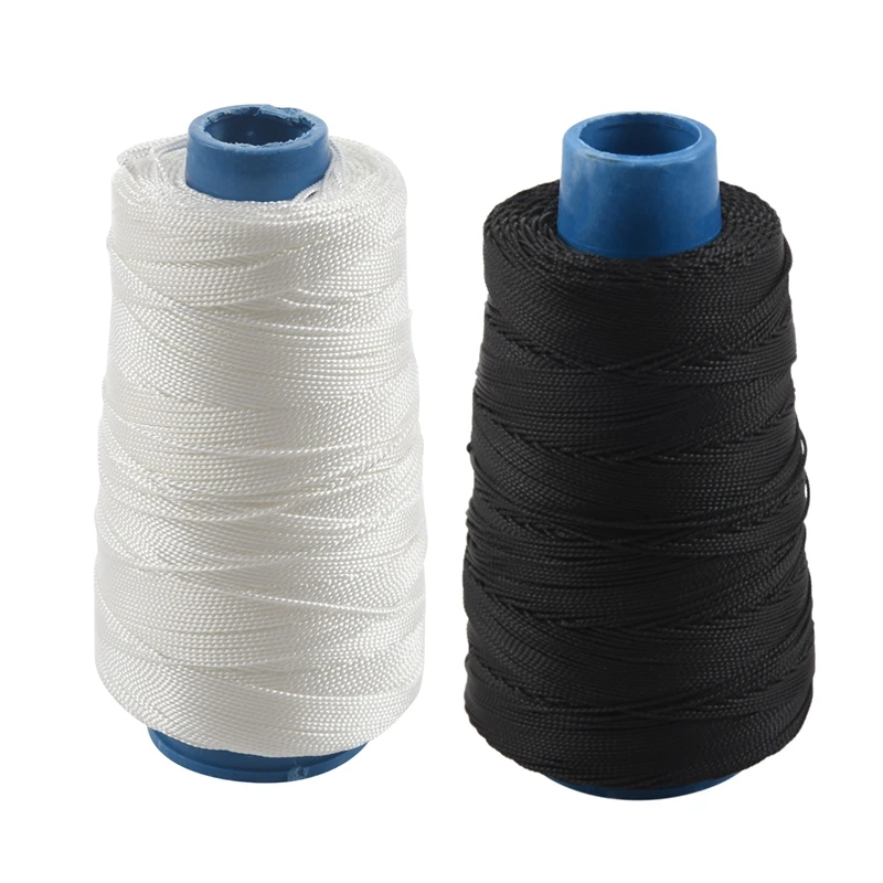 

2 Pcs 400M 80Lbs Nylon Twisted Bowstring Thread Fishing String Sewing Cord Kite Line, White & Black