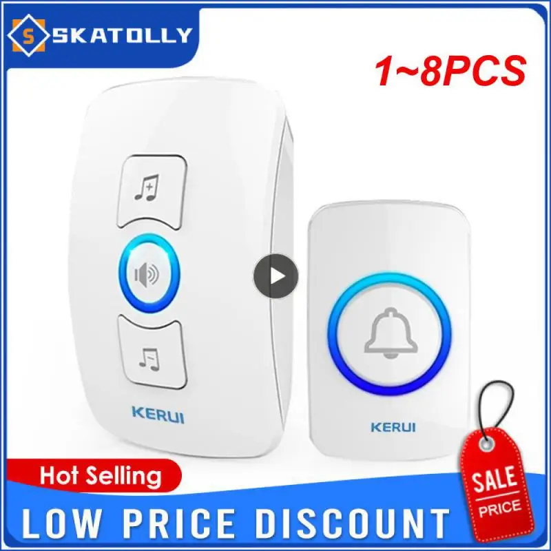 

1~8PCS Home Wireless Doorbell 433Mhz Welcome Friend Smart Doorbell 150Meters Long Distance 32 Songs 4 Level Volumes Door Chimes