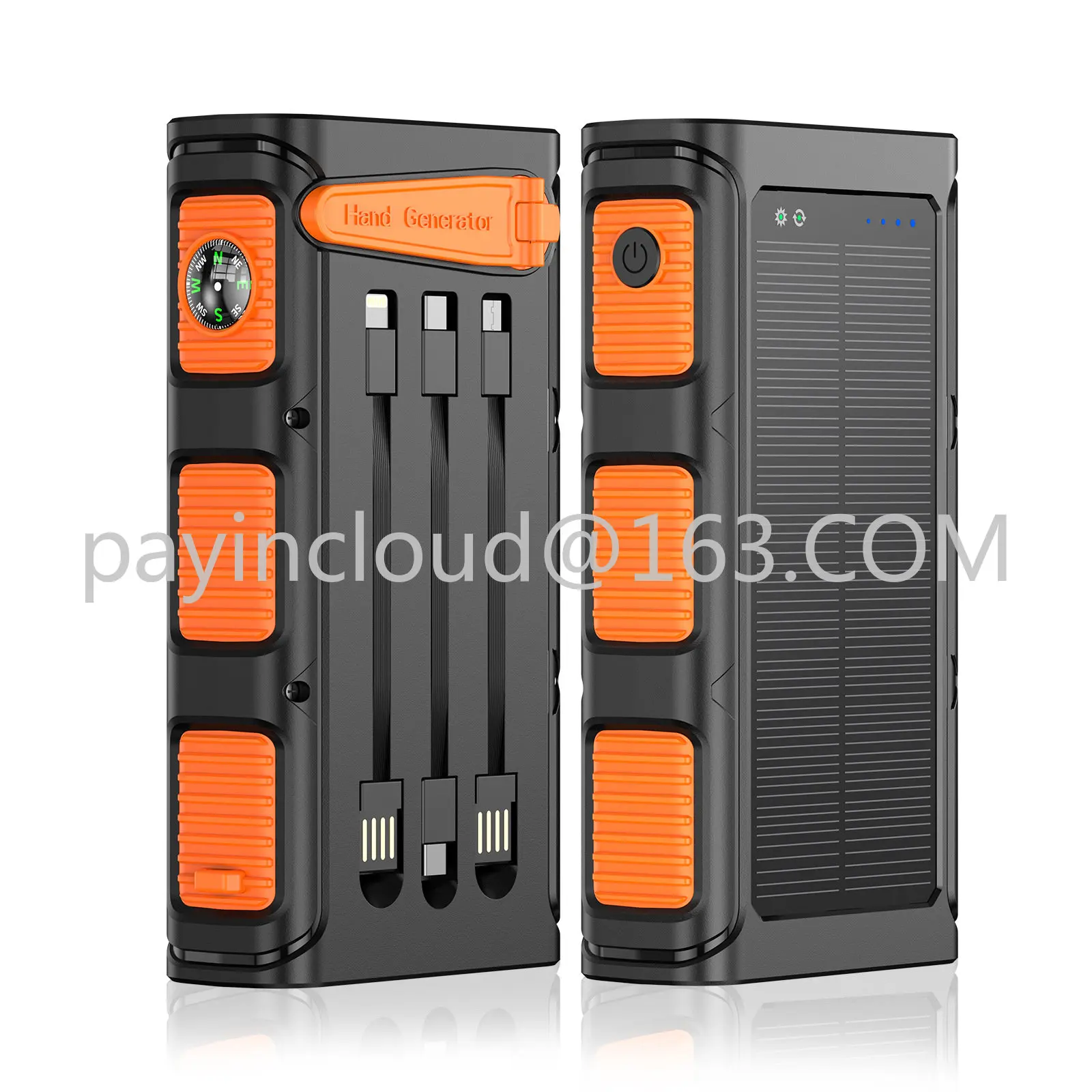 

Applicable To Power Bank Large Capacity Fast Charge Power Bank 30000 MA Hand Power Generation with Cable Solar Cell Phone