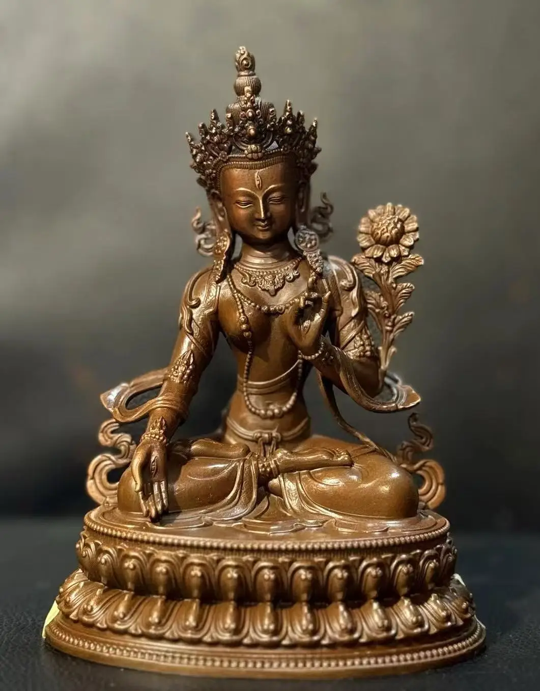 Бодхисаттва Green Tara 5-дюймовая статуя Будды Тибетский буддийский зал Seiko орнамент фиолетовый медный чистый медный белый мать Бодхисаттв сьюзан ригер вся в мать