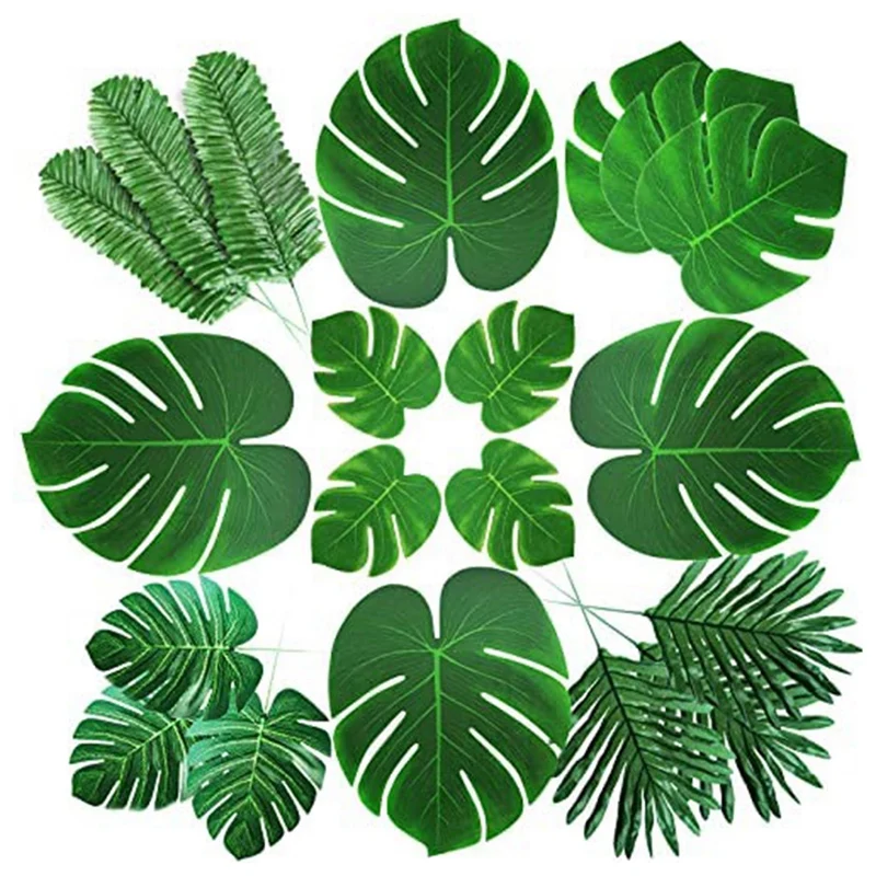 

Artificial Palm Leaves Tropical Fake Monstera Leaves For Safari Jungle Hawaiian Party Table Decorations