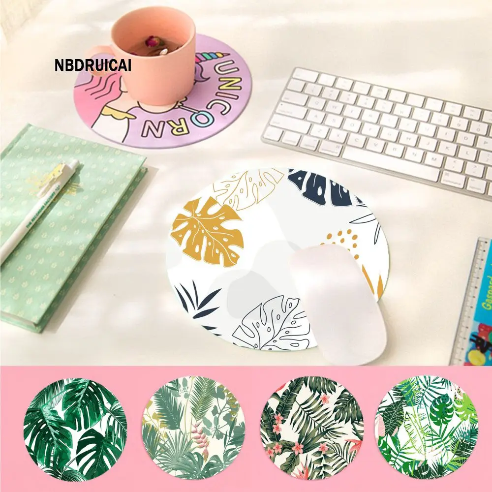 

Palm Tree Leaves Animation Round Office Student Gaming Thickened Writing Pad Non-slip Cushion Mouse Pad For PC Mouse Carpet