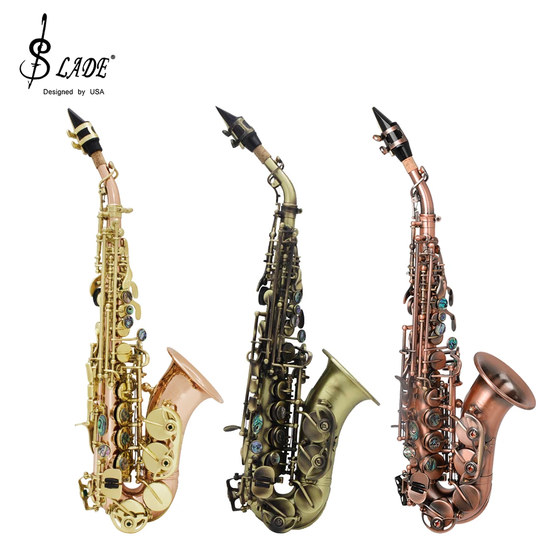 SLADE Bb Сопрано-саксофон морской корпус B плоские изгибы набор саксофонов с