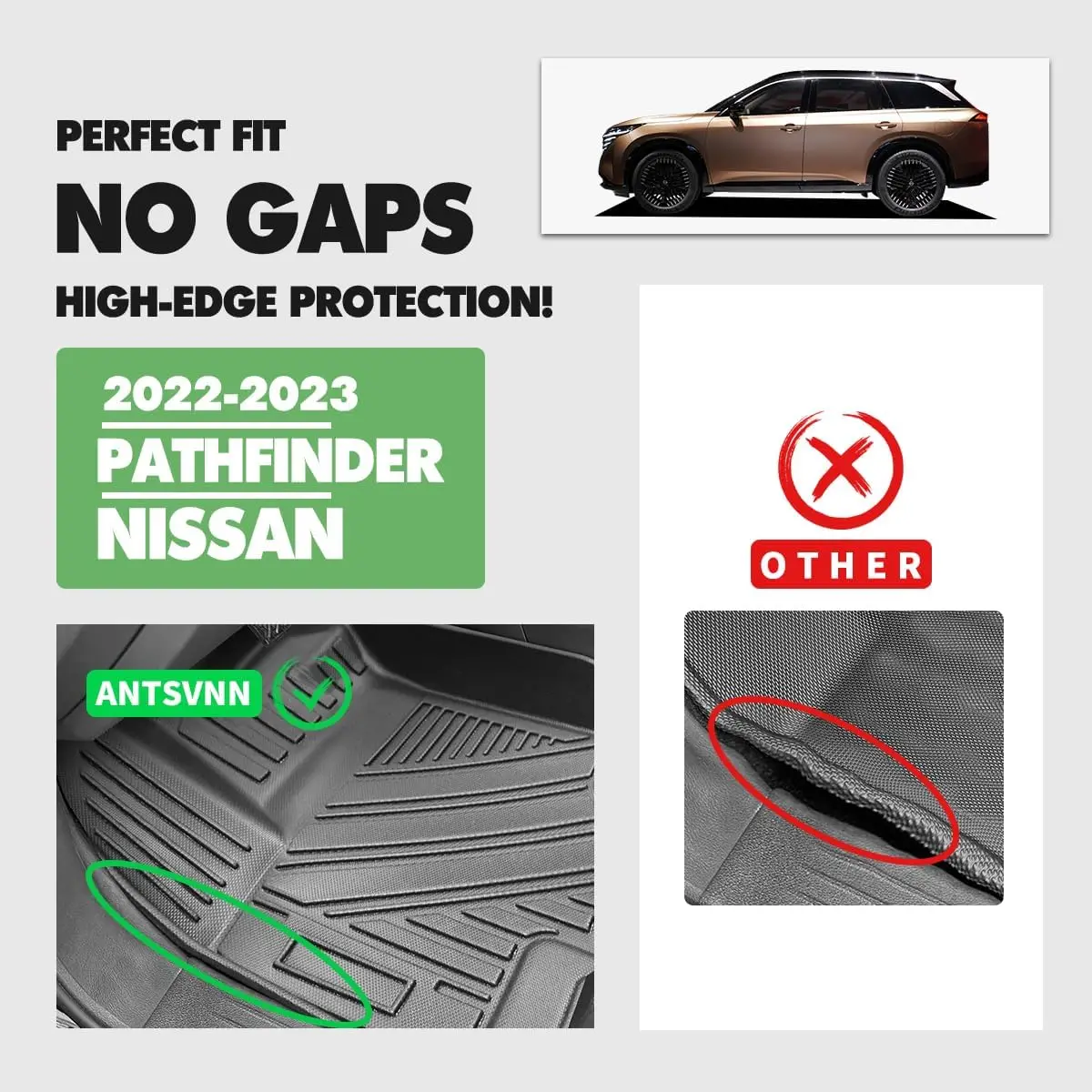 Фото Новый напольный коврик, коврик для спинки багажника, совместимый с Nissan 2025 2024-2022 Pathfinder (8 сиденьев)/Infiniti QX60 (7 мест) 2022 20 №3