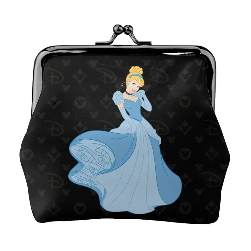 

Disney Brand Bag New Woman Cartoon Print Leather Kiss Lock Coin Purse Design Short Wallet High Quality Girl Clutch Card Holder