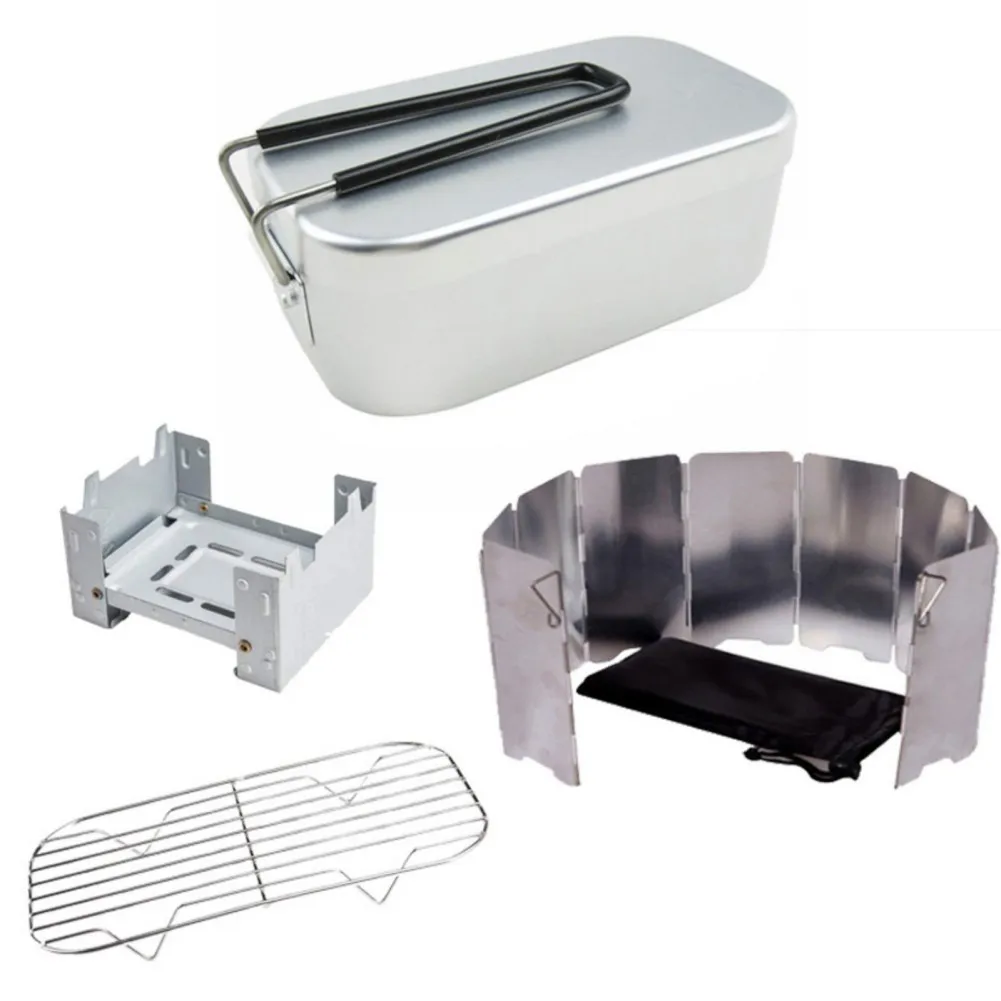 

Складной Ланч-бокс для кемпинга, полка для готовки на пару, комбинированный набор, алюминиевый Ланч-бокс для кемпинга, пикника, походов, рыба...