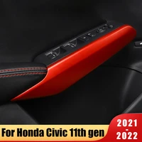 for honda civic 11th gen 2021 2022 car window lift switch panel side trim cover frame abs carbon fiber interior accessories