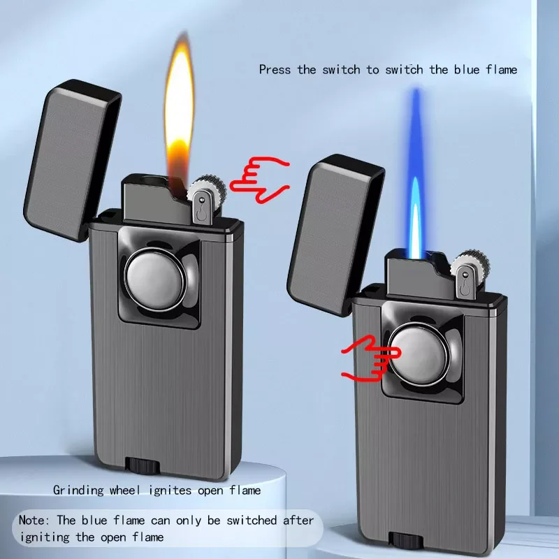 

2023 Double Fire Two Way Metal Jet And Normal Switch Flame Torch Cigar Lighter Creative Personality Men Gift Lighters and smoki