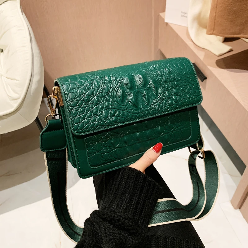 

Crocodile Pattern PU Leather Crossbody Bags For Women Small Messenger Bag Lady Flap Shoulder Bag Luxury Handbag and Purse bolso