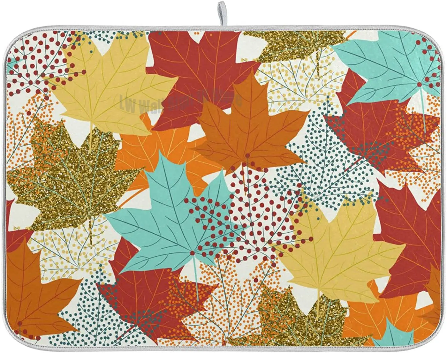 

Maple Leaves Fall Drying Mat for Kitchen Counter Thanksgiving Dish Drying Mat Microfiber Autumn Drying Mat
