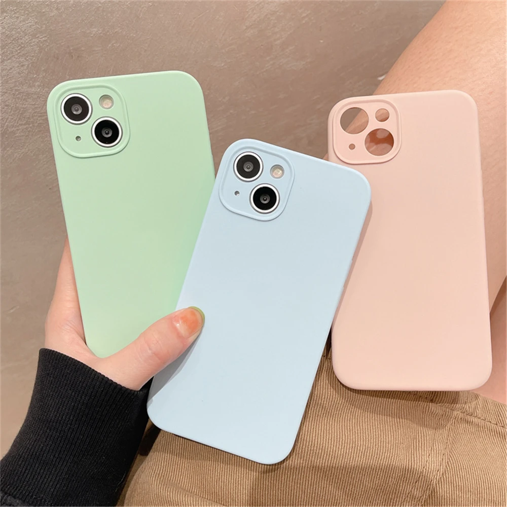 

Liquid Silicone Case for iPhone 14 Plus 13 12 11 Pro Max Original Camera Protection Shockproof Cover with Microfiber Lining