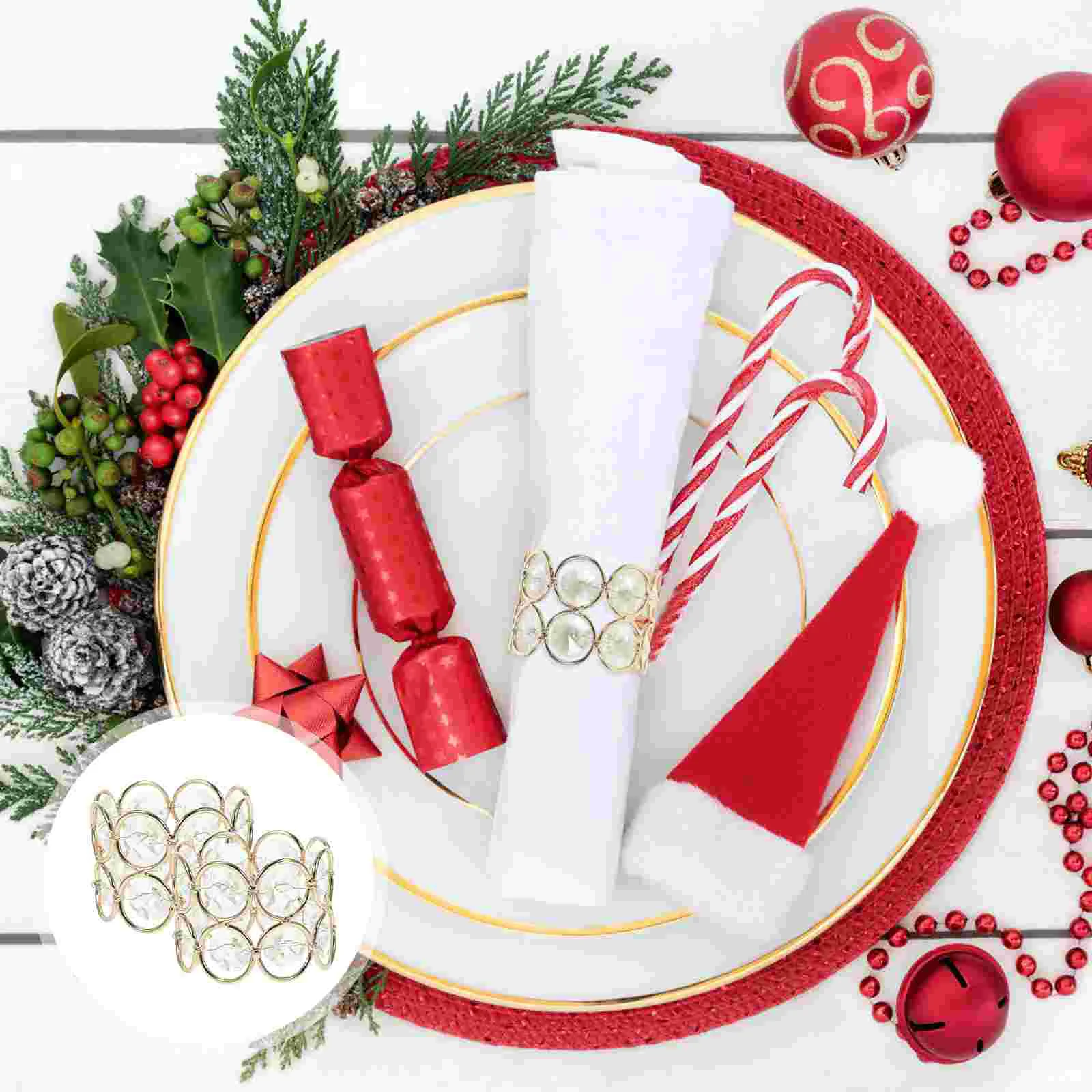

Accessories Hotel Serviette Buckle Crystal Beads Napkin Ring Reusable Exquisite