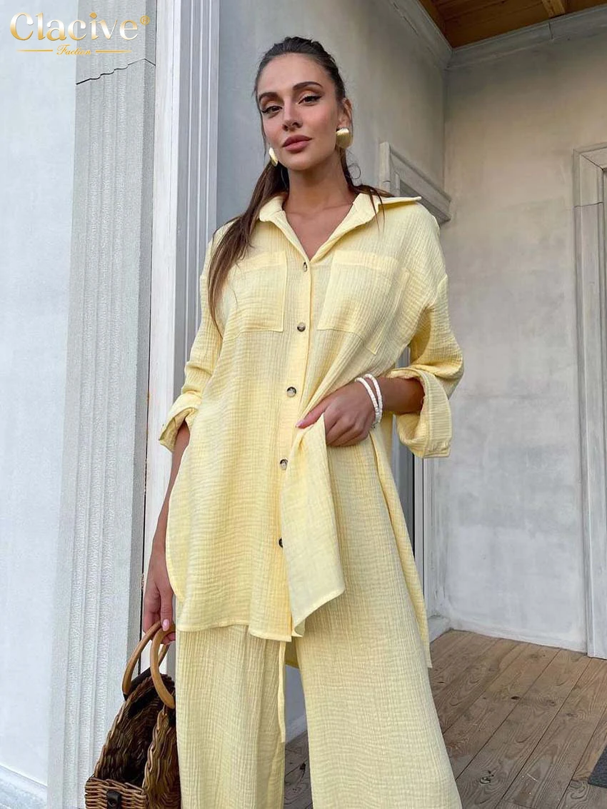 Повседневный свободный розовый комплект Clacive из двух предметов женские модные