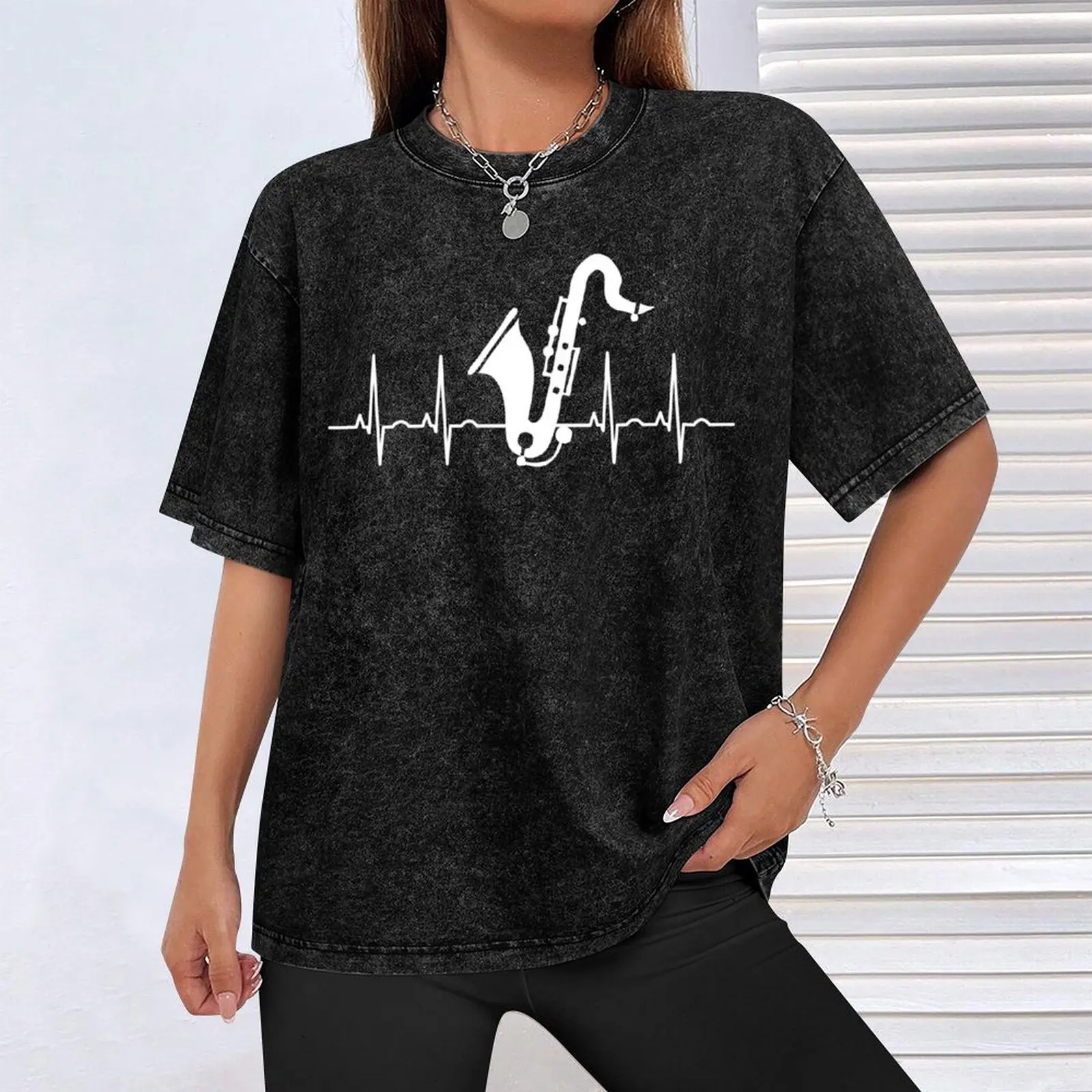 Футболка с изображением саксофона Heartbeat подарки для парня футболки мужчин