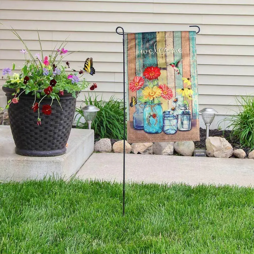 

Summer Spring Burlap Garden Flag Animal Welcome Outdoor Yard Quality Flag High Flags With House Garden Decor S6l2