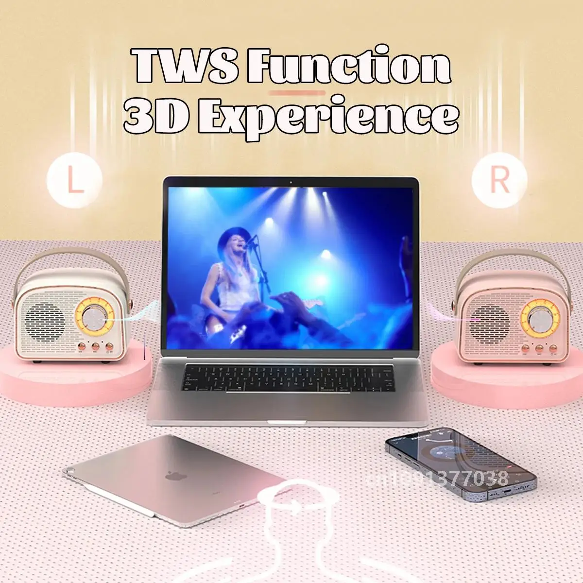 Ретро мини-радио портативный FM-приемник TWS стерео Bluetooth динамик беспроводной